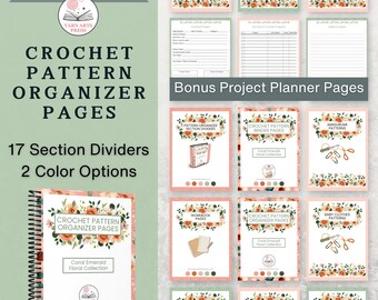 Crochet Pattern Organizer – Printable Planner with 17 Section Dividers (PDF)