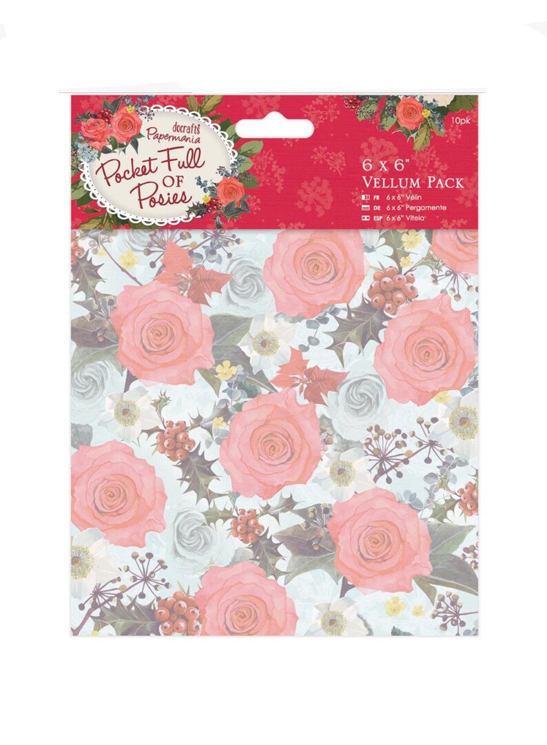 Papermania Pocket Full of Posies 10ct Vellum Paper Pack 6 Etsy