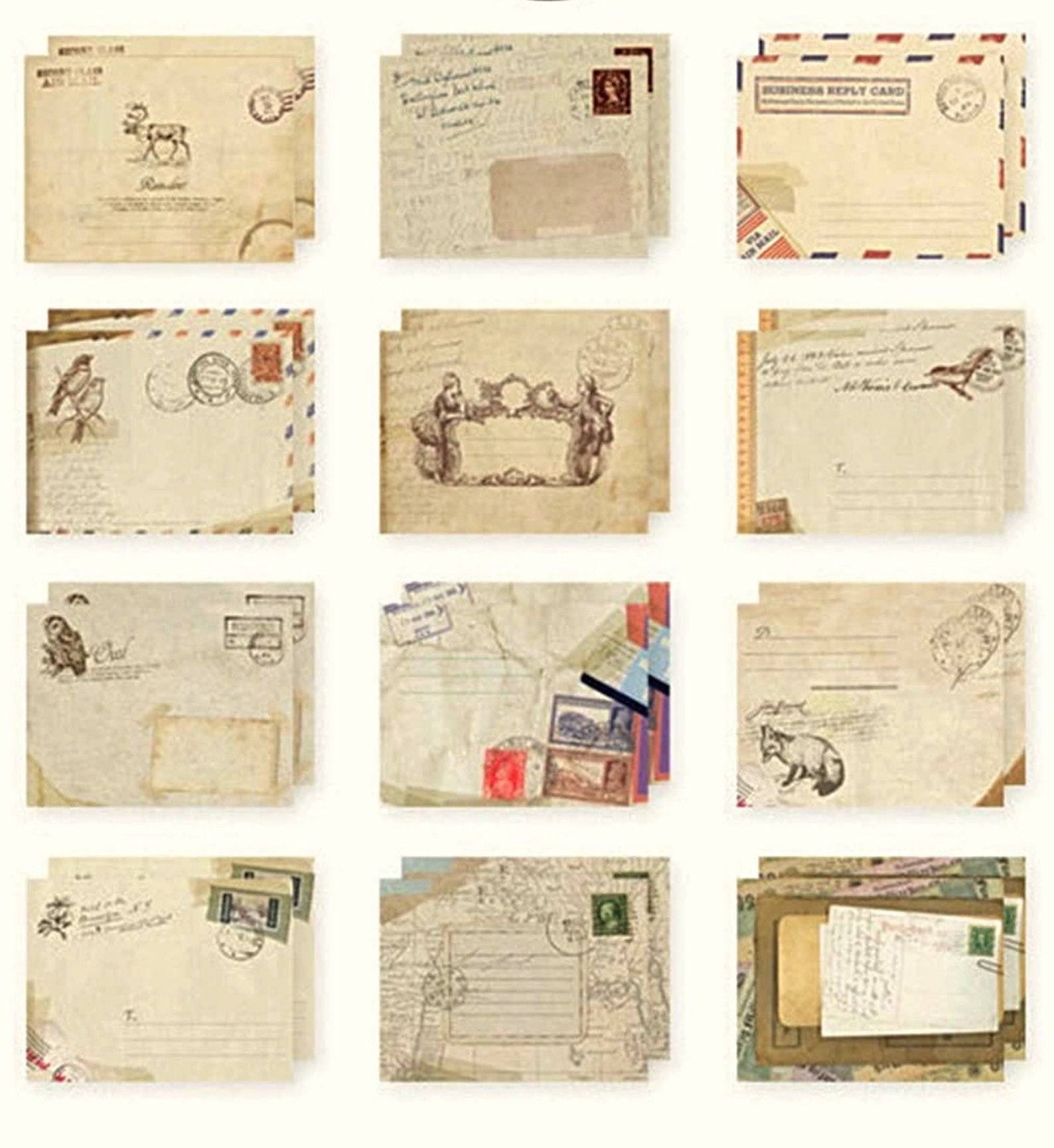 Vintage Retro Envelopes Set of 12 Vintage Envelopes 3 X 4 Etsy