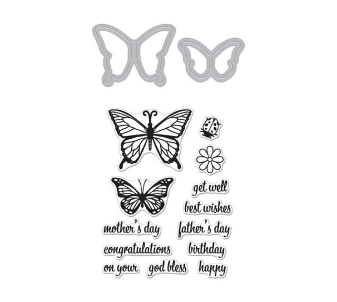 Hero Arts Stamp and Die Set Butterfly Pair - Etsy