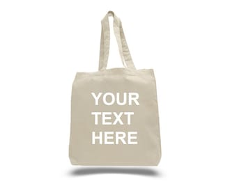 Custom 100% Cotton Tote Bags with Bottom Gusset Customizable Gift Bags.  Print your Design, Logo, Image or Text