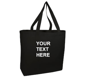 Customizable Reusable Heavy Duty Cotton Canvas Tote Bags for Grocery Shopping, Beach or Travel -Print your Design, Logo, Image or Text