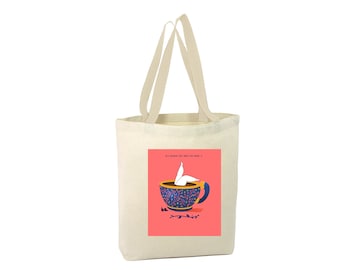 Designed Tote Bags, Gifts Bags for Coffee or Tea Lovers, Heavy Canvas Bags with Gusset for Gifts, Shopping, School, Daily Use.