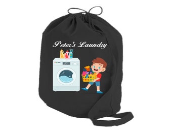 Personalized Laundry Bags w/Drawstring Closure, Custom Canvas Sack for Girls, Boys, Kids, Baby Gifts  - Small Size- Print your Name
