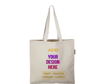 Custom Organic Heavy Cotton Tote Bags for Shopping, Gifts, Weddings & Promotions - Add your Design, Logo, Text, Image, Photo
