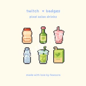 pixel asian drinks twitch sub badges