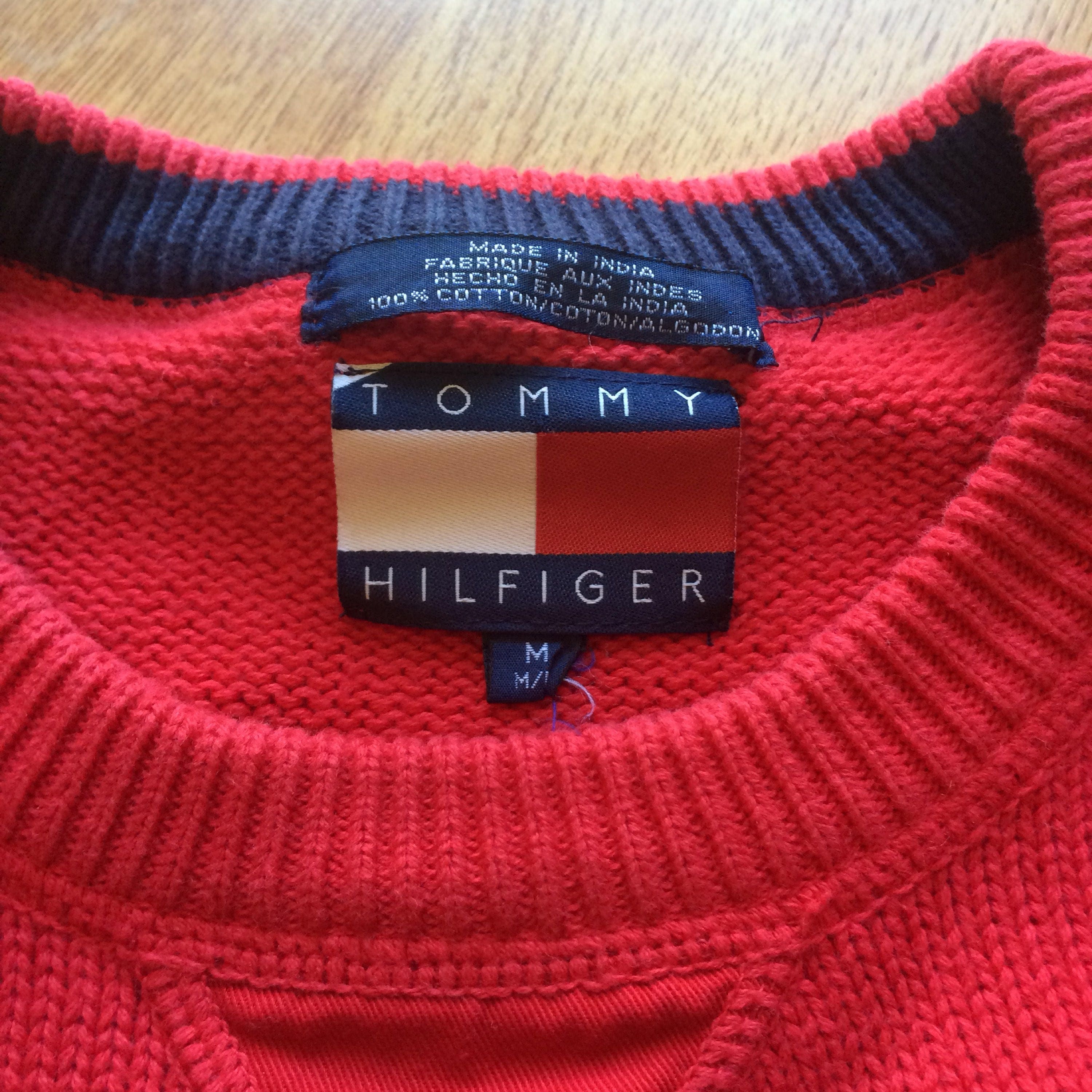Vintage 90s Authentic Tommy Hilfiger Crew Neck Sweater Red - Etsy UK