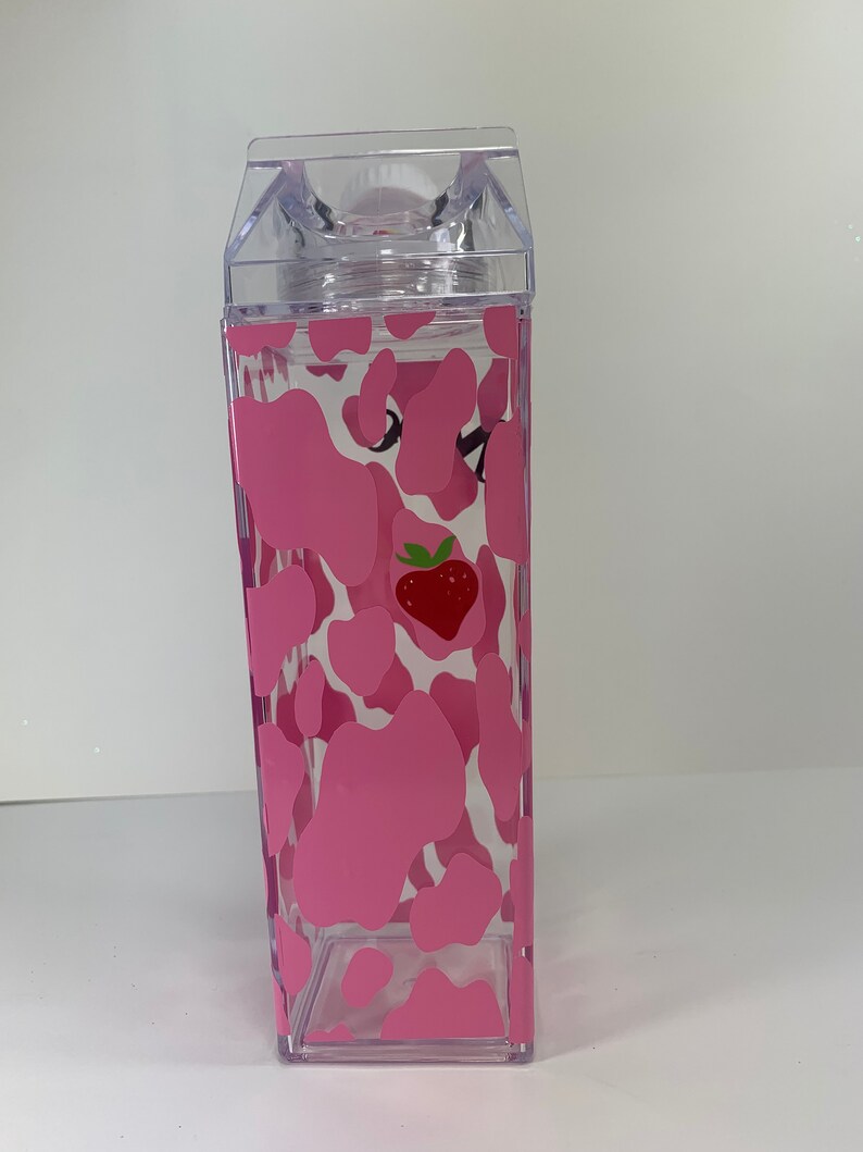 Strawberry Cow Milk Carton Cup Reusable Cup Cow Print Pink Etsy Australia