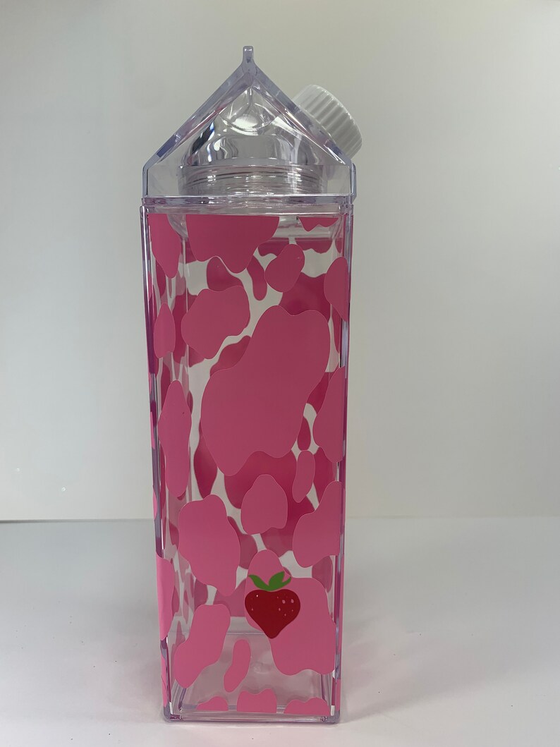 Strawberry Cow Milk Carton Cup Reusable Cup Cow Print Pink Etsy Australia