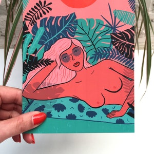 Farniente dans les feuilles - mini impression tropicale ou carte postale