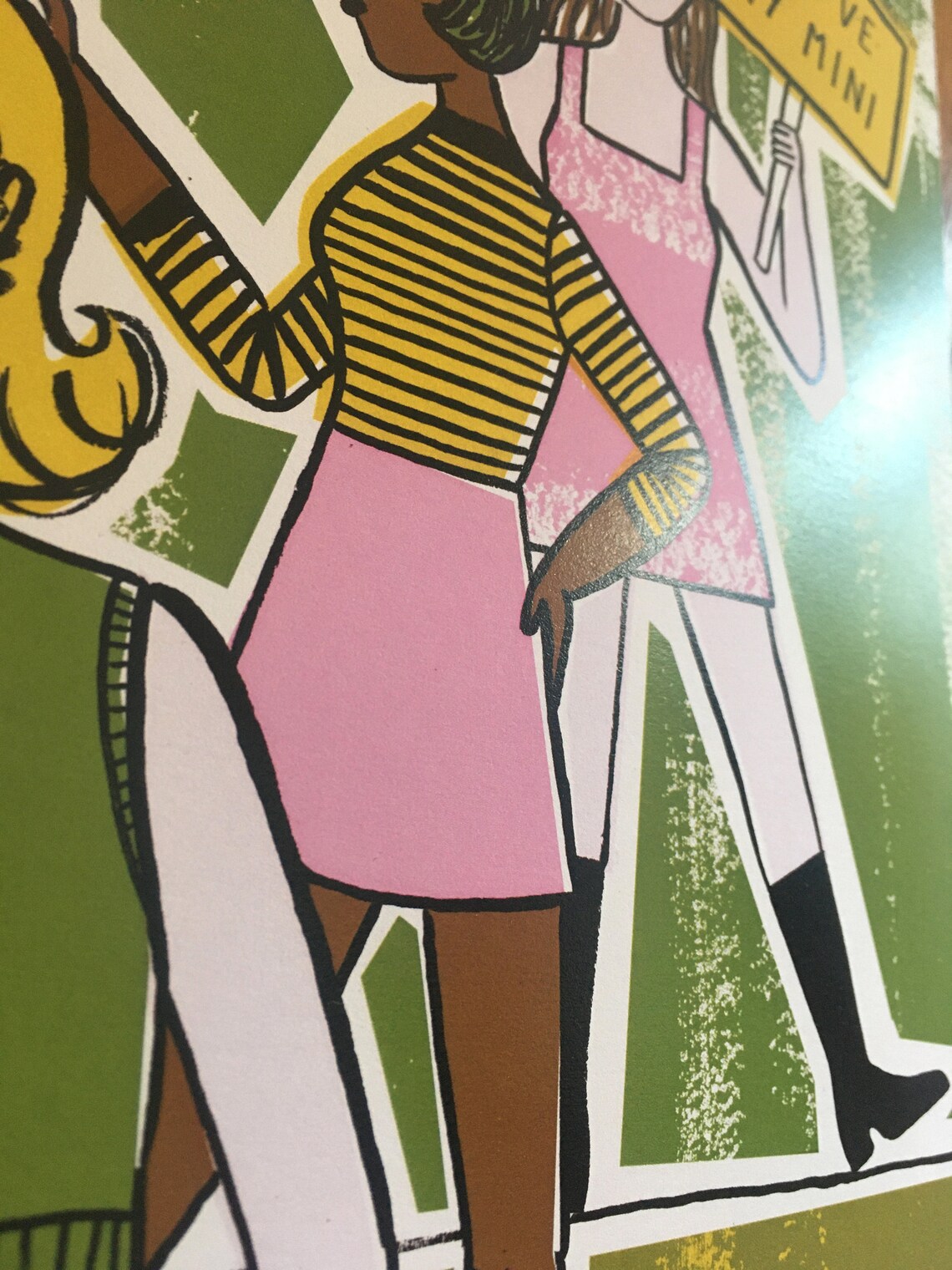 A4 Digital Print Mini Skirt Protest 1960s Illustration Pink Etsy