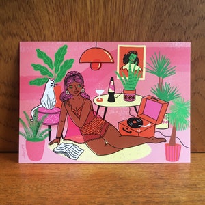 Self Care Vintage Boudoir Babe Illustrated A5 Digital Print