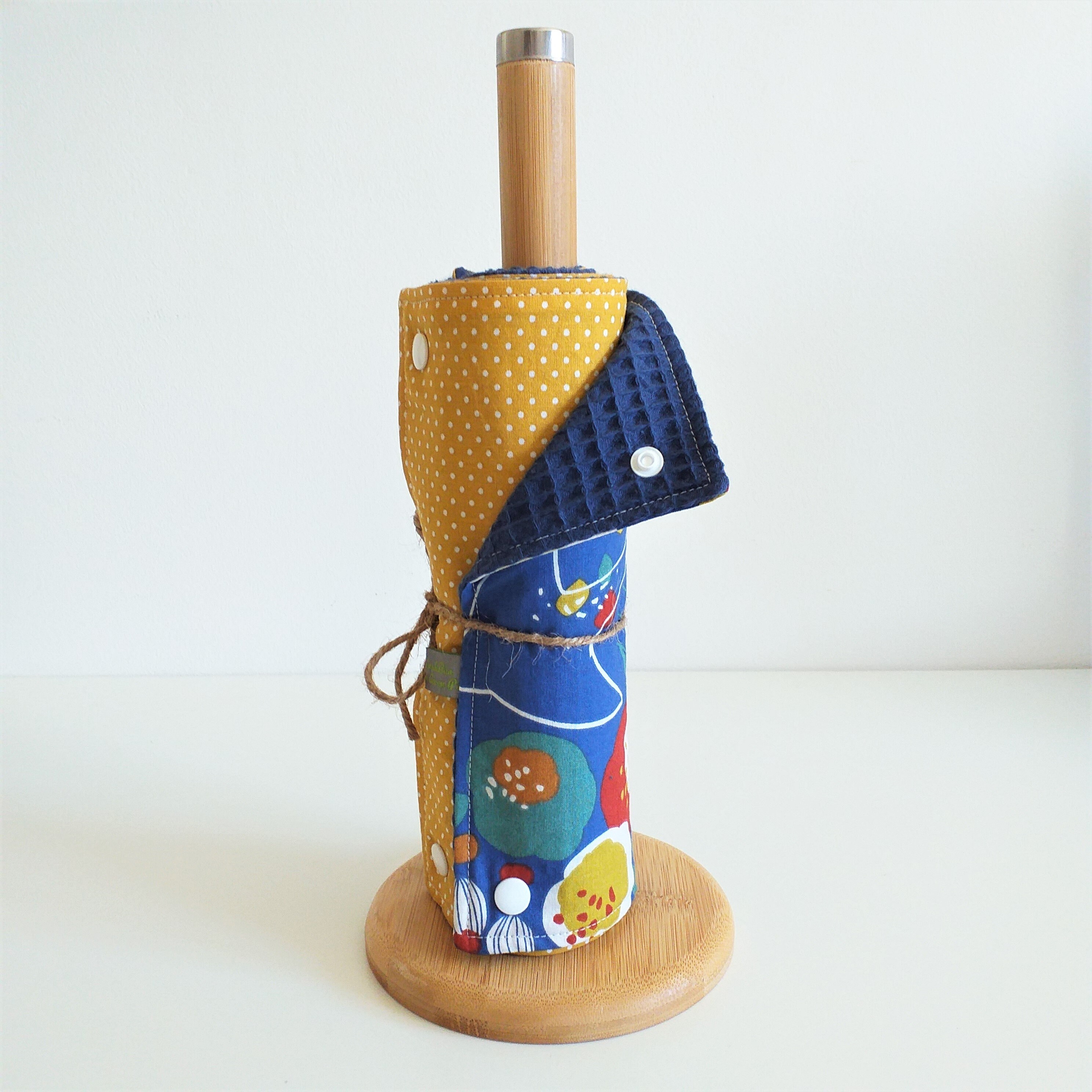 Rouleau Essuie-Tout Lavable 6 Feuilles Coton Oeko Tex - Motif Au Choix