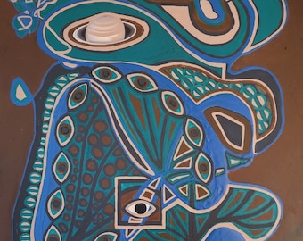 Deconstructing the False Self Mixed Media Painting