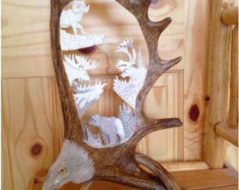 moose antler carving etsy