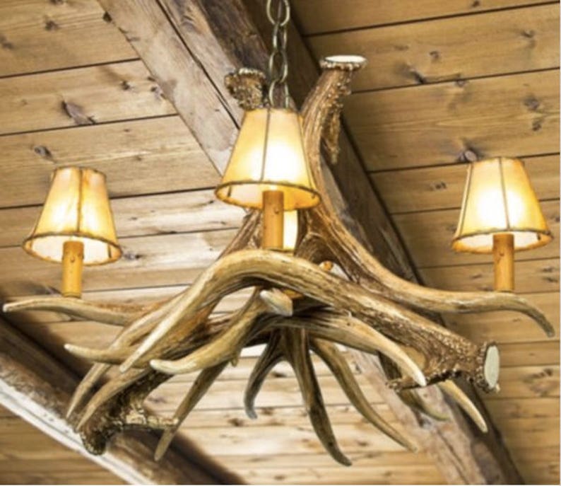 Antler Chandelier Faux Deer Chandelier Rustic Chandelier Etsy