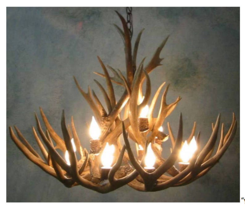 Real Deer Antler Chandelier Pendant Light Ceiling Light Rustic Etsy