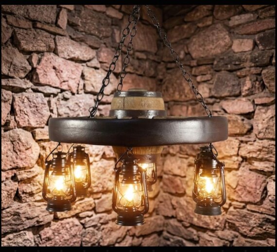 Wagon Wheel Chandelier Western Decor Pendant Light Rustic Decor