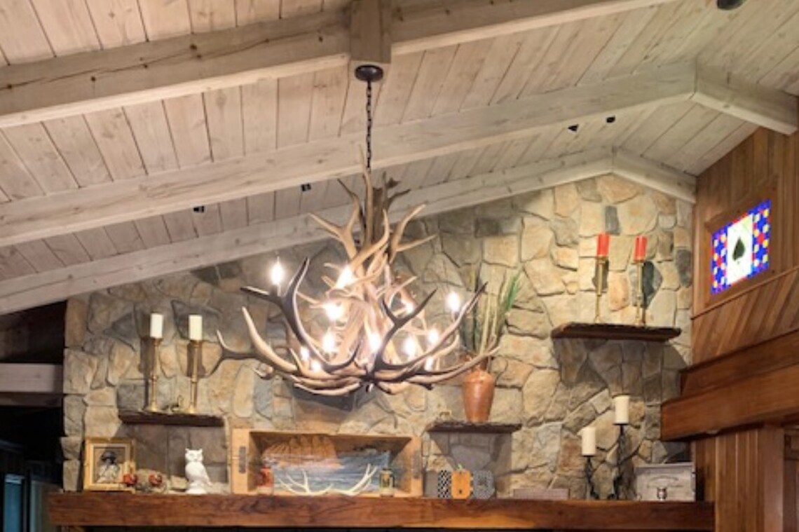 Real Elk Antler Chandelier Rustic Chandelier Elk Chandelier Etsy