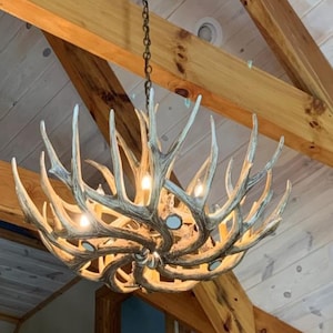 Casper Faux Deer Antler Chandelier Rustic Pendant Antler Light Antler Decor  Ceiling Lights 37&quot; W by 22&quot; T
