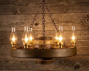 Wagon Wheel Chandelier Western Decor Pendant Light Rustic Decor Log Cabin Ceiling Individually Handcrafted For Excellence- Move 'Em Out!