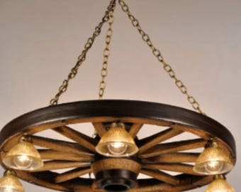 Rawhide! Wagon Wheel Chandelier Western Decor Pendant Rustic Light Log Cabin Decor Individually Handcrafted For Excellence