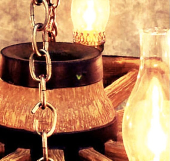 Double Wagon Wheel Chandelier Western Decor Pendant Light Rustic