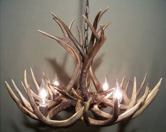 Michigan Deer Antler Chandelier Rustic Pendant Kitchen Island Ceiling 23" W x 16" T with 4 Lights Individually Handcrafted For Excellence