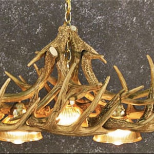 Coloma Faux Deer Antler Chandelier 3 Down Lights Rustic Pendant Light Antler Decor 32&quot; W by 25&quot; T
