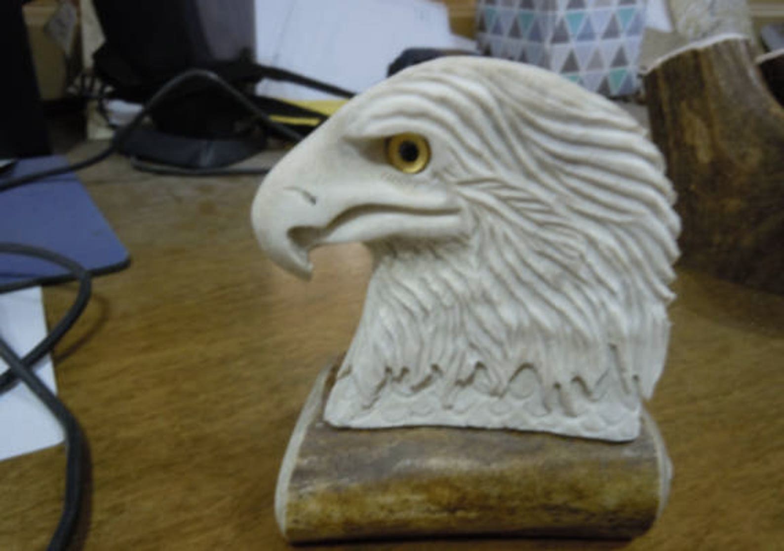 Antler Carving Eagle Head Eagle Carving Moose Antler Carving Etsy