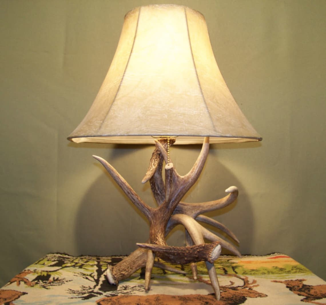 Real Deer Antler Table Lamp Rustic Furniture Antler Decor Etsy