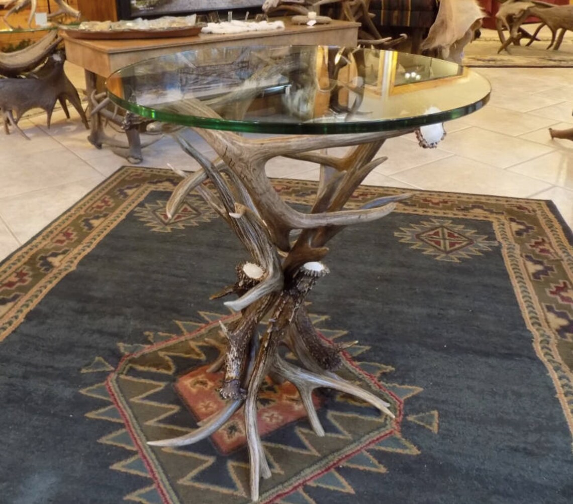 End Table Real Deer Antler Coffee Table Rustic Furniture Etsy