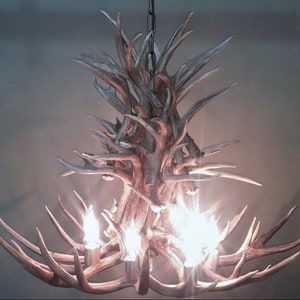 Minnesota Deer Antler Chandelier Rustic Kitchen Island Pendant Ceiling Lights 30"W x 25"T 8 Lights Individually Handcrafted For Excellence