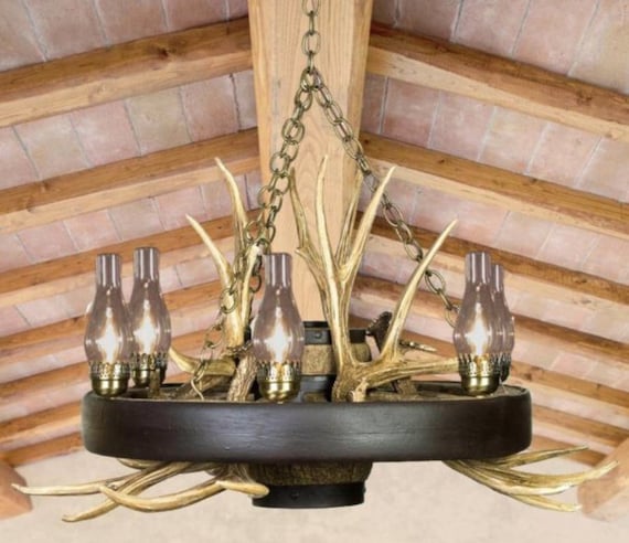 Wagon Wheel Rustic Chandelier Western Decor Pendant Light Log Cabin Decor Ceiling Light Dining Room Light Old West