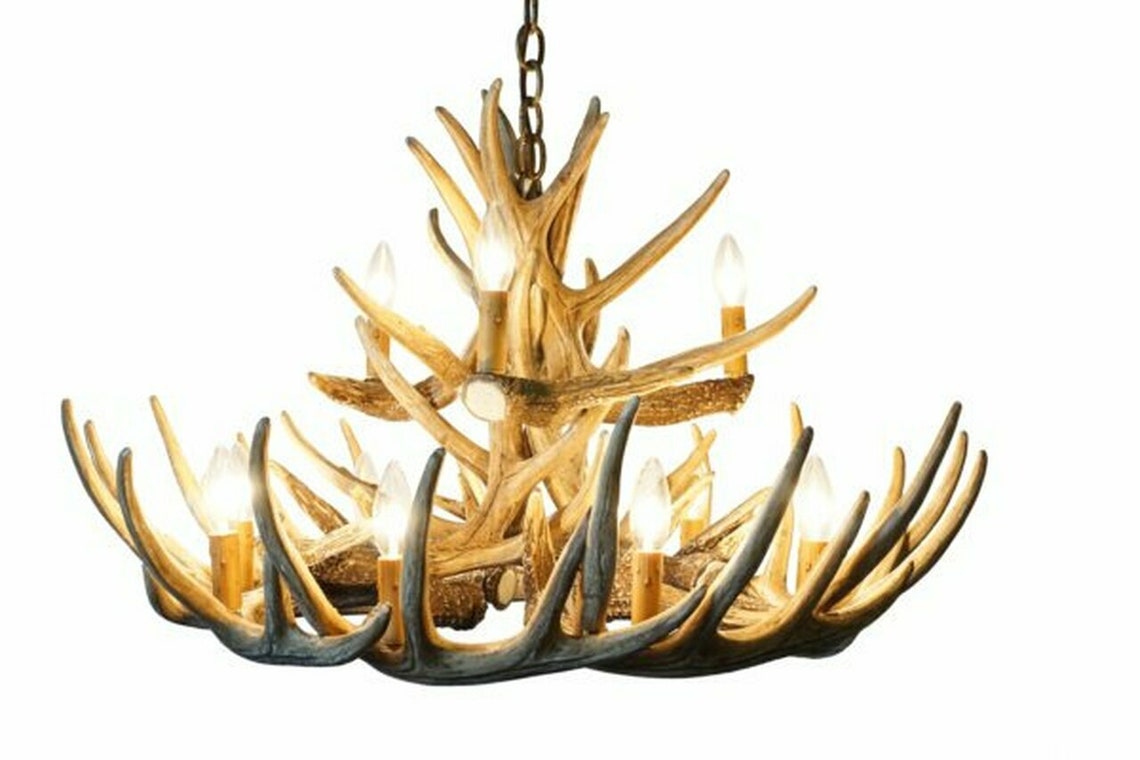 Antler Chandelier Faux Deer Chandelier Rustic Pendant Light Etsy