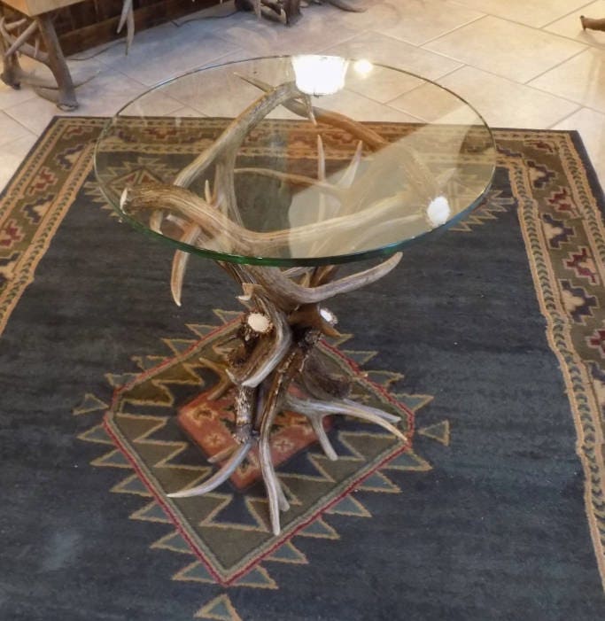 End Table Real Antler Furniture Rustic Furniture Rustic Decor Etsy