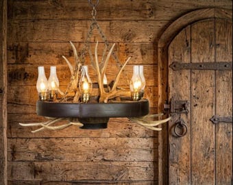 Wagon Wheel Chandelier Rustic Western Decor Pendant Light Log Cabin Decor Ceiling Individually Handcrafted For Excellence- Old West Wagon