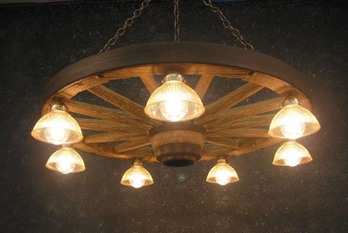 Wagon Wheel Rustic Chandelier Western Decor Pendant Light Etsy