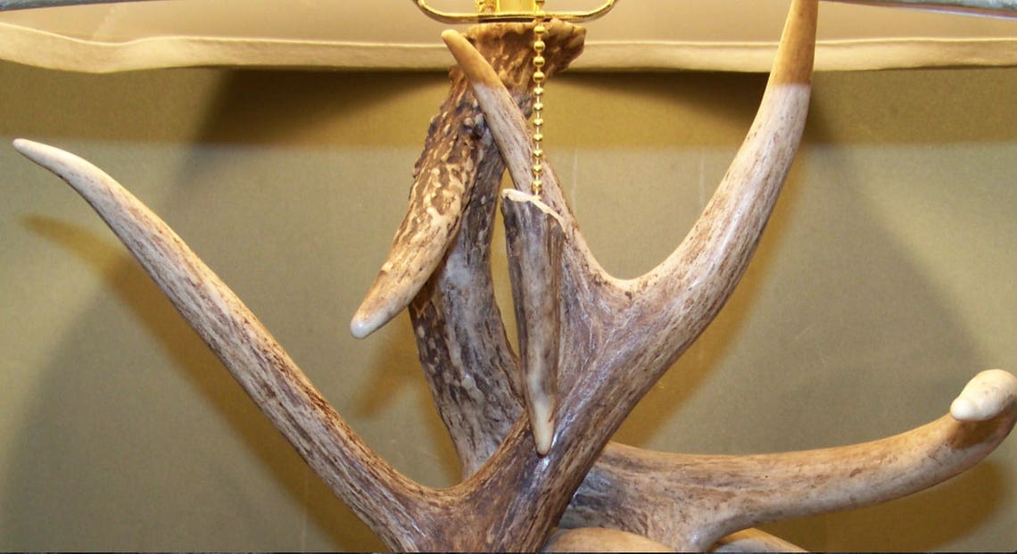 Real Deer Antler Table Lamp Rustic Furniture Antler Decor Etsy