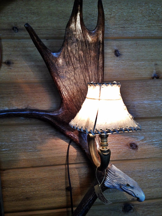 Rustic Furniture Moose Antler Wall Sconce Antler Decor Shabby Chic Rustic  Lighting Handcrafted Eagle Head Carving 