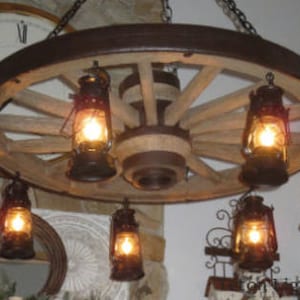 Wild West Wagon Wheel Chandelier Western Decor Pendant Rustic Light Decor Log Cabin Decor Ceiling Individually Handcrafted For Excellence image 9