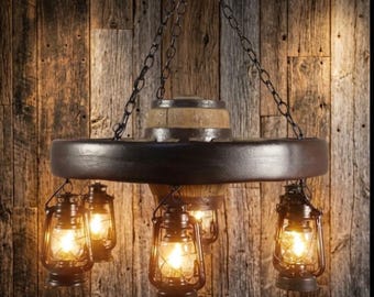 Wagon Wheel Chandelier Western Decor Pendant Light Rustic Decor Log Cabin Ceiling Light Individually Handcrafted For Excellence- Bonanza