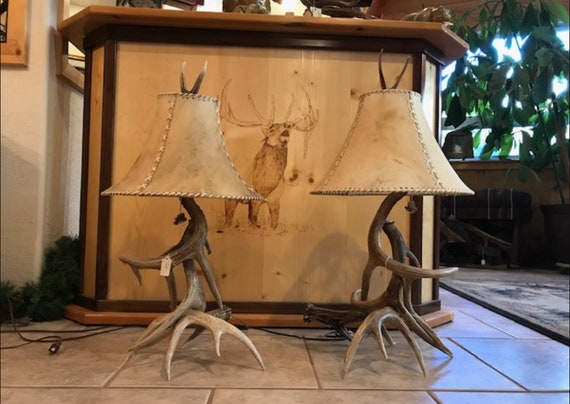 Real Antler Table Lamps Rustic Furniture Antler Decor Shabby Chic Lighting Deer Antler Lights Rustic Lighting