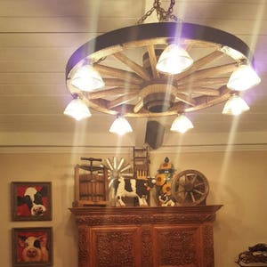 Rawhide! Wagon Wheel Chandelier Western Decor Pendant Rustic Light Log Cabin Decor Individually Handcrafted For Excellence