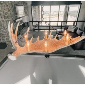 Scammon Bay Faux Moose Antler Chandelier Rustic Pendant Kitchen Island Dining room Ceiling Light Individually Handcrafted For Excellence