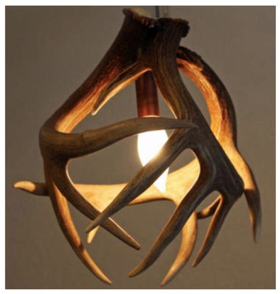 Real Deer Antler Pendant Light Chandelier Lighting Rustic Shabby Chic 12 Tall By 10 Wide