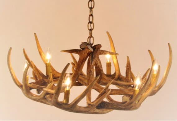 Antler Chandelier Faux Deer Chandelier Rustic Chandelier Etsy