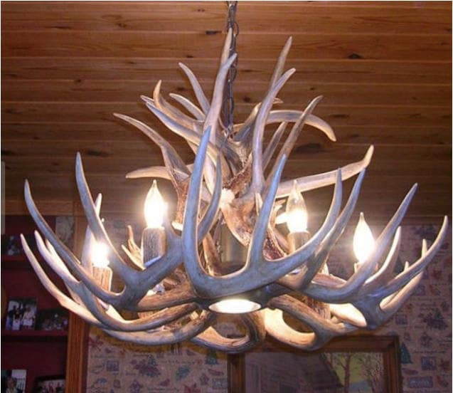 Real Deer Antler Chandelier Ceiling Light Rustic Lights Etsy