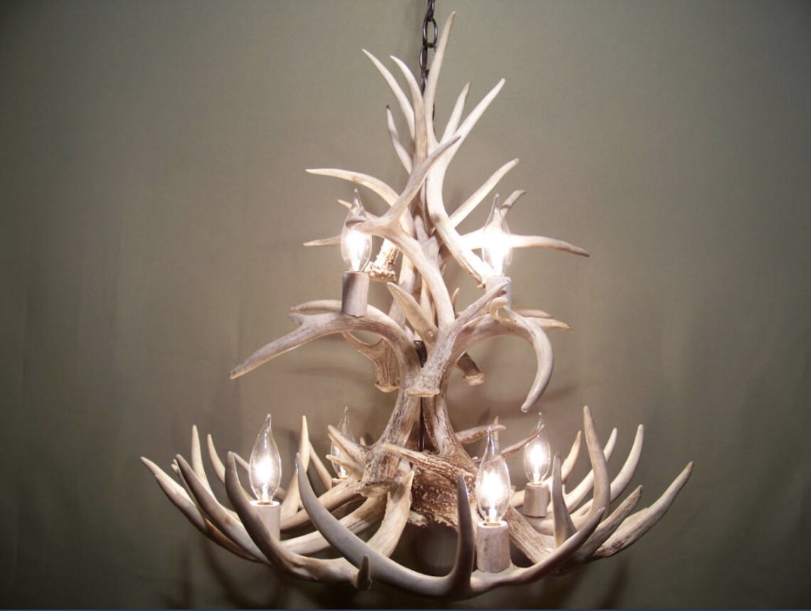 Real Deer Antler Chandelier Rustic Chandelier Pendant Light Etsy