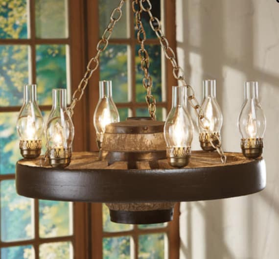 Rustic wagon wheel light fixture deals